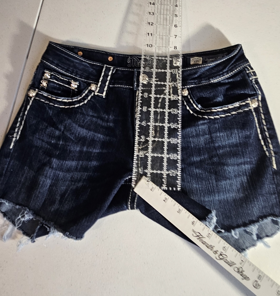 Miss Me Dark Blue Jeans Denim Cut Off's - Picture 7 of 11